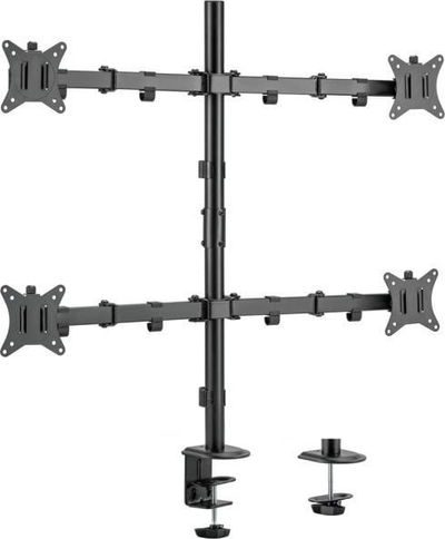 Mbajtëse tavoline për monitorë Equip 650159, për 4 monitorë 17" - 32", VESA 75x75 100x100, e zezë