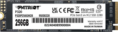 SSD диск Patriot P320, 256GB, M.2 2280 PCI-E x4 Gen3 NVMe