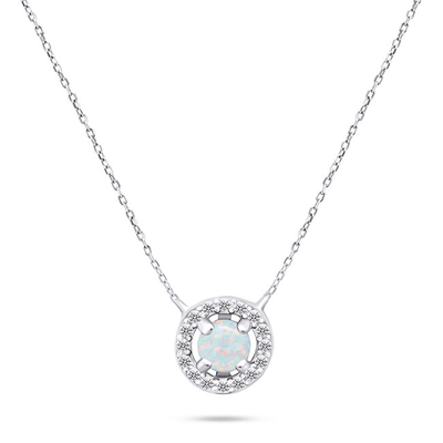Set stolisë nga argjendi Opal SET225W, vathë dhe qafore, me gurë opal