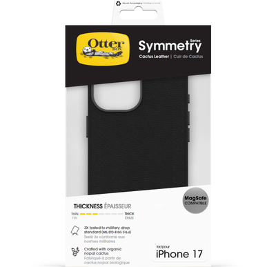 Mbrojtëse telefoni OtterBox Symmetry Cactus Leather Camera Control për iPhone 17, MagSafe, e zezë