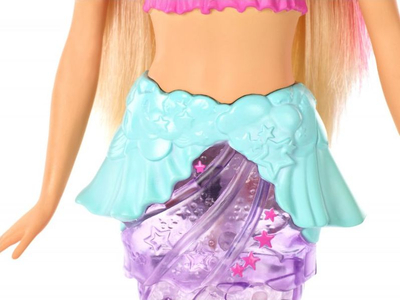 Kukull sirenë Barbie Dreamtopia Shining Tail me bisht shumëngjyrësh dhe flokë bjonde me rozë