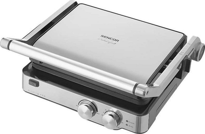 Grill elektrik Sencor SBG 4010SS, pllaka që s'ngjiten, hapet 180°, ngjyrë argjendtë