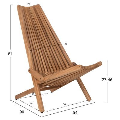 Karrige lounge CAMY palosëse teak 54×90×91 cm (HM5962)
