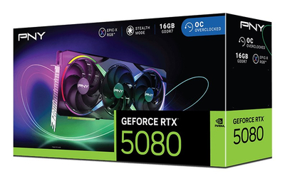 Графичка картичка PNY NVIDIA GeForce RTX 5080, 16GB GDDR7, црна