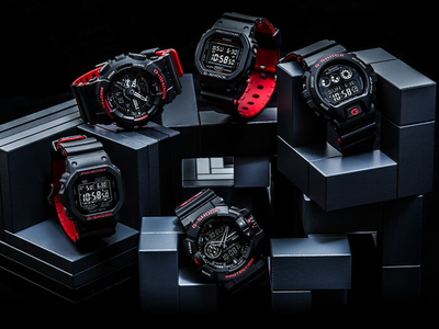 Orë dore për meshkuj Casio G-Shock DW-5600HR-1, e zezë/kuqe