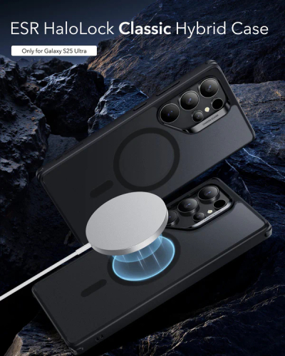 Mbrojtëse ESR Classic Hybrid HaloLock për Samsung S25 Ultra, e zezë