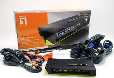 Switch KVM LevelOne KVM-0421, 4 porta USB, me audio