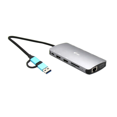Docking station I-TEC Metal Nano CANANOTDOCKPD, USB/USB-C, për 3 ekrane, gri metalik