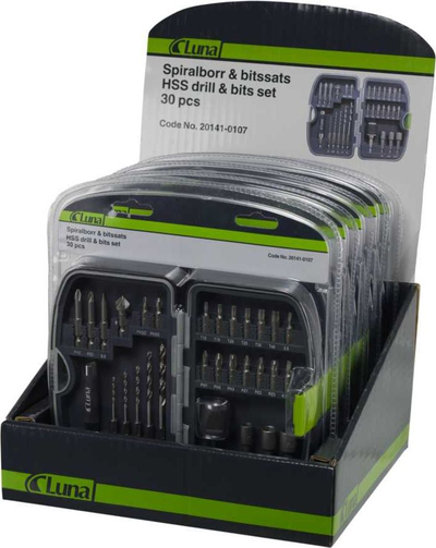 Set bitash dhe stërvitjesh Luna, 30 copa, HSS, 1/4", gri