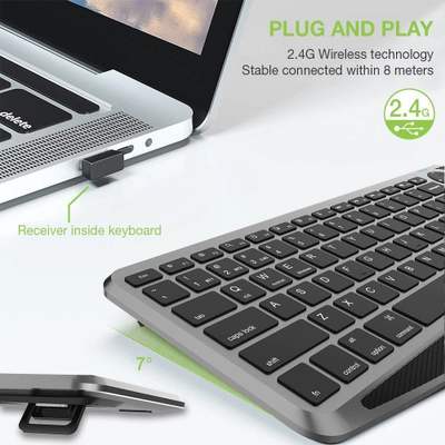 Tastierë Techly Dualna, wireless, US, e zezë dhe e hirtë