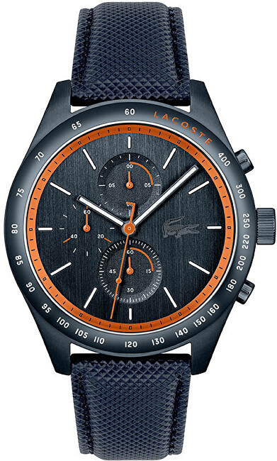 Orë dore për meshkuj Lacoste Apext Chronograph 2011297, e zezë/portokalli