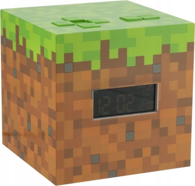 Orë alarmi Minecraft Backlit Grass Block, ekran LCD me dritë, alarm Minecraft Sunrise, shumëngjyrëshe