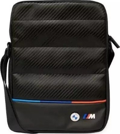Çantë shpatulle BMW Motorsport Medium, për pajisje deri 10", najlon efekt karbon, e zezë