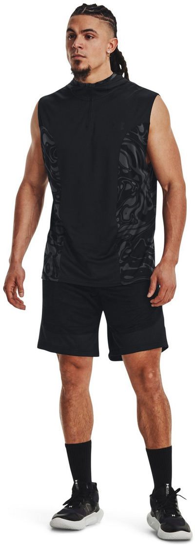 Кратки спортски панталони Under Armour Heatwave Hoops, мрежеста вентилација, брзо сушење, црни
