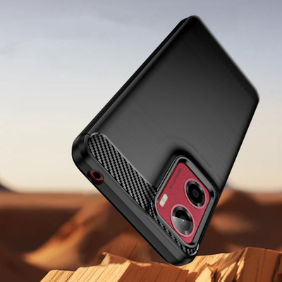 Куќиште за телефон Armored Carbon за Motorola Moto G05, TPU, текстура од јаглеродни влакна, црна