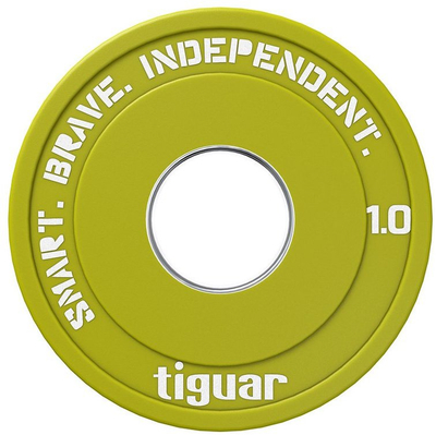 Pllakë olimpike Tiguar Rubber Fractional, 1 kg, vrimë 50 mm, e gjelbër