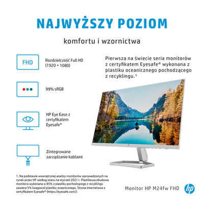 Monitor HP M24fw (2D9K1E9), 23.8", 1920 x 1080, Full HD, 75 Hz, i hirtë