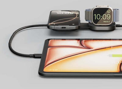 Кабел за полнење ZENS USB C во USB C Pro 3, 3 во 1, безжично полнење MagSafe, црна