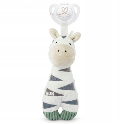 Lodër pelushi me biberon NUK Little Amico Zebra, për beba, shumëngjyrëshe