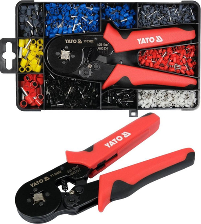 Pinca presuese Yato YT-23052, set me 1200 tule kabllosh, gamë 0.25-10mm², e kuqe me të zezë