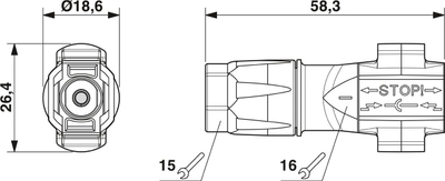 Konektor solar Phoenix Contact PV-CM-S 2.5-6, mashkull, 2.5-6mm², i zi