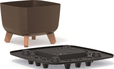 Vazo me lule Gracia Square Eco Wood, 24cm, katrore, kafe