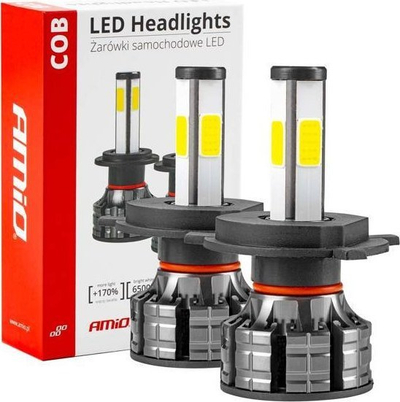 Llambë LED H4 Amio COB 4Side, 6500K, dritë e bardhë