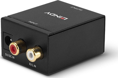 Adapter audio Lindy Toslink në RCA x2, stereo, i zi