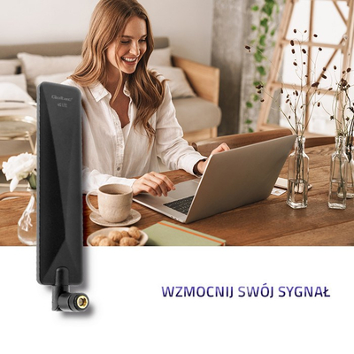 Antena Qoltec 57018, 4G LTE, 7 dBi, e zezë