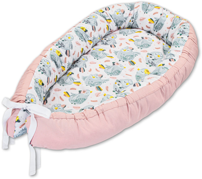 Folja për beba Lulando Babynest, 80 x 45 cm, me zogj, rozë