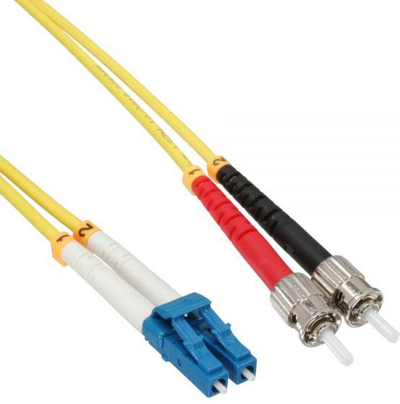 Kabllo fibër optike InLine Patchcord LC ST, OS2 9 125µm, 2m, e verdhë