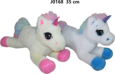 Lodër pelushi Sunday Unicorn J0168, 35cm, njëbrirësh i butë, me ngjyra të përziera