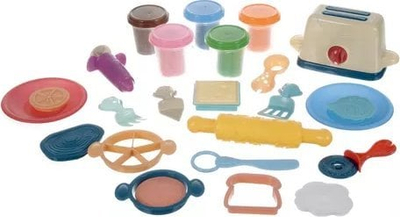 Set lodrash kuzhine me tostier, shiringë paste dhe plasticinë, 5 ngjyra