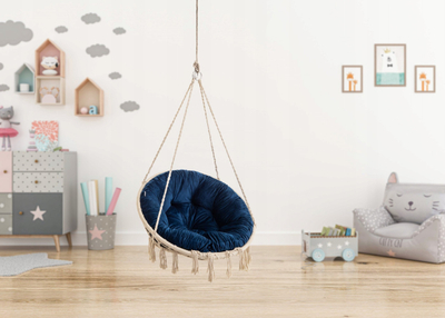 Jastëk i madh për luhatëse Nest Swing HOBBYGARDEN, 92 cm, velvet, gri