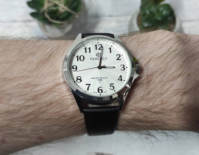 Orë dore Perfect Day PERFECT GXB412-03, për burra, 42mm, argjend