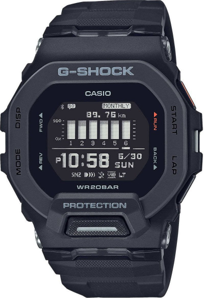 Ora sportive Casio G Shock GBD 200 G Squad, Bluetooth, që s’e ha goditja, e zezë