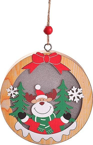 Dritë dekorative druri me dre për Christmas, rrumbullake, me dritë të ngrohtë