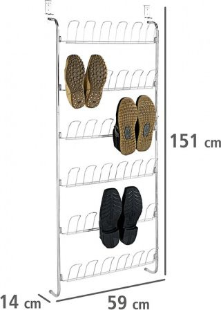 Raft këpucësh Wenko që vihet sipër derës, 151 cm, çelik, argjendtë