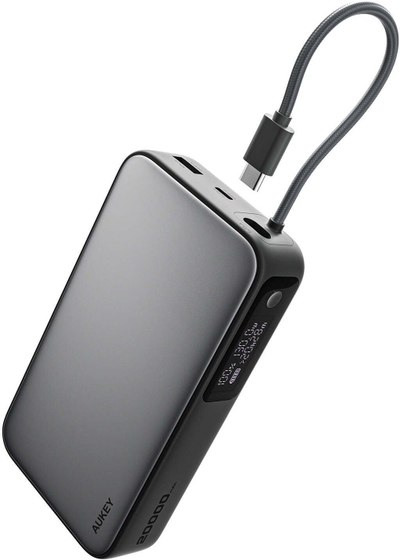 Надворешна батерија Aukey Spark Sling, 20000mAh, 100W, сива