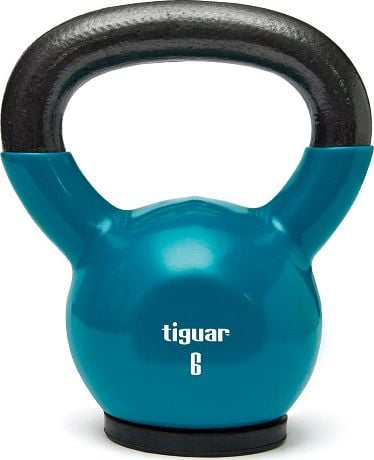 Kettlebell Tiguar TI-KB0006, 6 kg, i veshur me gomë, gri