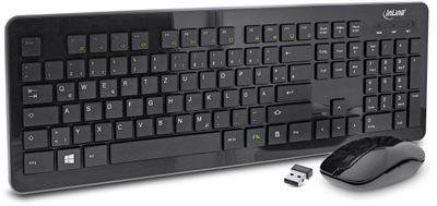 Set tastierë dhe mausi InLine Design Desktop, wireless 2.4GHz, 1600 dpi, i zi