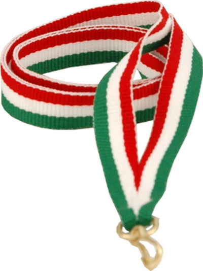 Shirit për medalje Victoria Sport, 11 mm, i bardhë/kuq/gjelbër