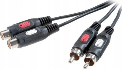 Kabllo zgjatues audio Vivanco 46018, RCA 2x mashkull në 2x femër, 2.5m, e zezë