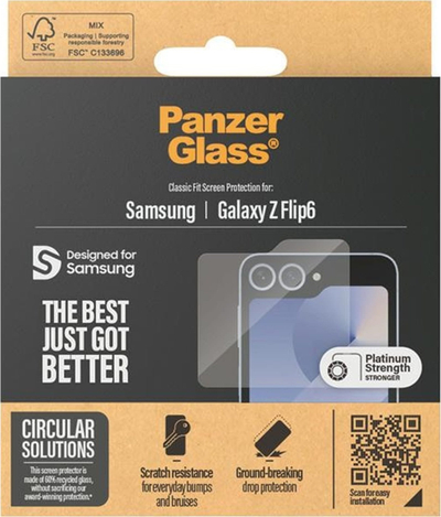 Mbrotës ekrani SAFE by PanzerGlass Classic Fit, për Samsung Galaxy Z Flip6, xham mbrojtës transparent