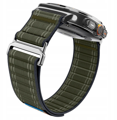 Ремен за часовник Spigen Fabric Band за Samsung Galaxy Watch Ultra 47mm, текстил, затворање со самолеплива лента, зелен