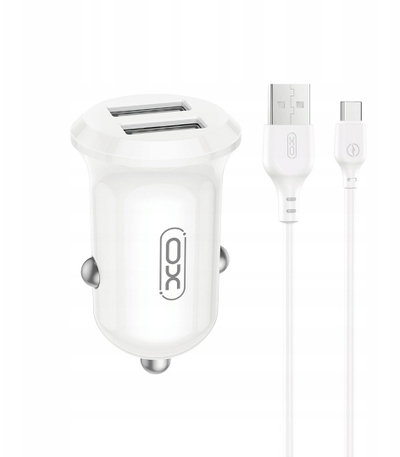 Karikues veture XO CC67, 12W, 2x USB, kabllo USB në USB C, i zi