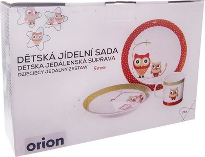 Set enësh për kalamaj Orion OWL, 3 copë, porcelan, shumëngjyrësh
