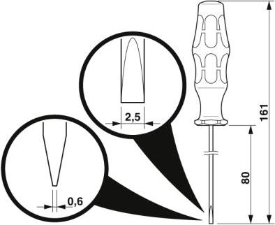 Kaçavidë e sheshtë Phoenix Contact SZS VDE 2.5 x 80mm, e izolume, portokalli