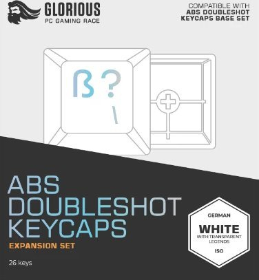 Kapakë tastiere Glorious GMMK ABS Doubleshot V2, 123 taste, për tastiera mekanike, të bardha