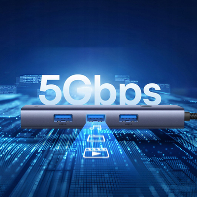 Hub USB C Baseus UltraJoy, 4xUSB A 3.0, 1xUSB C 5V, gri